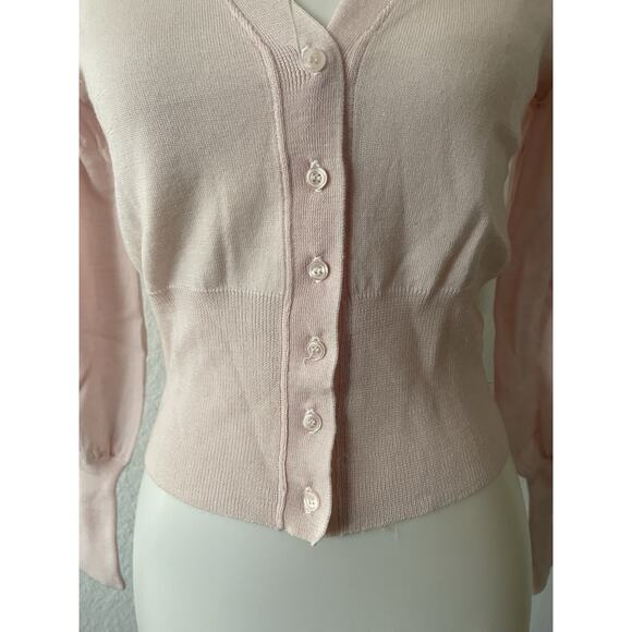 Moda International Sweater Cardigan Cropped V Neck Merino Wool - Picture 3 of 11